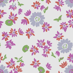 Seamless pattern, hand drawn outline pink Peony flowers on white background