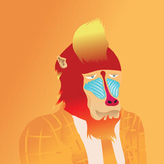 A mandrill wearing a suit