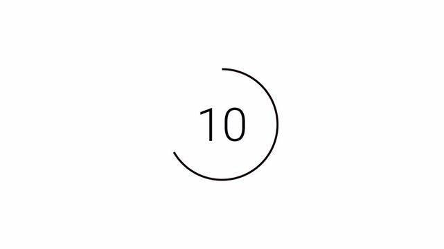 15 seconds countdown timer animation on transparent background in 4k, fifteen second circle countdown video with alpha channel, 15 sec countdown timer video