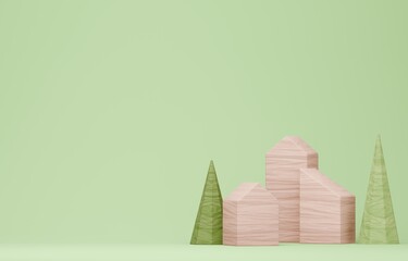 3D画像_積み木の家