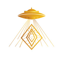 Alien spaceship logo design illustration
