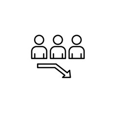 Decline in Team Performance Downward Arrow Symbolizing Reduced Productivity.