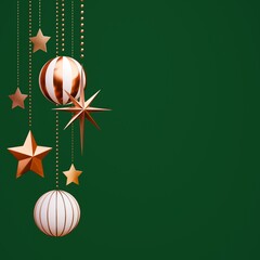 3D素材_クリスマスオーナメント_緑背景