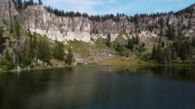 4K Aerial Autumn  Fall Views of Tony Grove White Pine Lake Utah Hiking