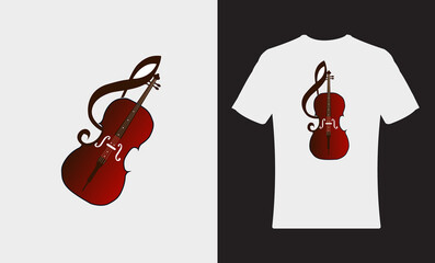 t-shirt with colourfull Guitar logo design illustration
