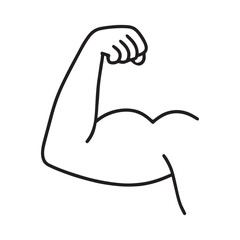Simple line drawing of a flexed bicep muscle outline vector