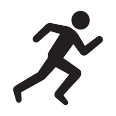 Stylized silhouette of a runner in motion isolated on white background