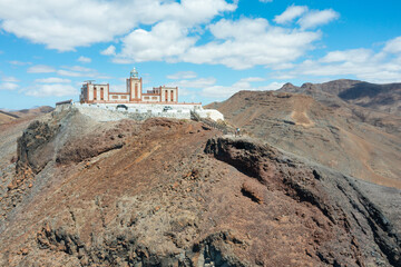 Aerial View of La Entallada Lighthouse on the Cliffs of Fuerteventura, Canary Islands