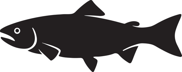 Obraz premium Salmon fish silhouette vector illustration for seafood theme and marine design use.