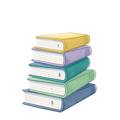 Stack of colorful books isolated on transparent background, representing knowledge, education, and the joy of reading, inviting exploration and learning