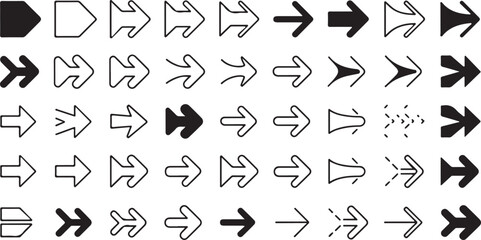 Right Arrow Icon Pack Various Minimalist and Modern Arrowhead Shapes