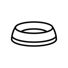 A black and white line drawing of a pet bowl