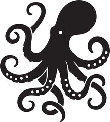 Octopus silhouette vector illustration with tentacle details for marine and ocean art.
