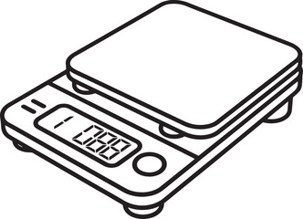 Hand-Drawn Digital Kitchen Scale Illustration Icon for Cooking Projects, Appliance Element