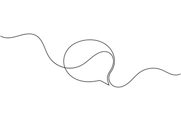 Obraz premium Speech bubble message icon continuous one line drawing of minimalist thin line vector illustration