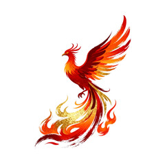Naklejka premium Dynamic Rising Phoenix Abstract Flame Vector Logo