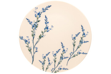 Ceramic plate on a white background, top view.