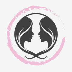  logo of a woman’s side profile with flowing hair, minimalist and elegant