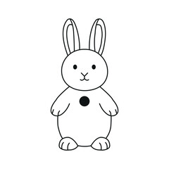 Illustration of a cute bunny isolated on white background in black outline