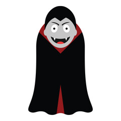 Count Dracula Vampire monster with big fang wearing mantle. Cute cartoon vector  illustration