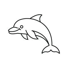 Illustration of a dolphin isolated on white background in black outline style