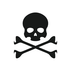 Human skull icon. Hipster. Pirate skull silhouette. Pirate skull with crossbones