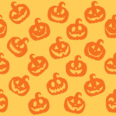 Seamless pattern with Halloween Pumpkin Silhouettes