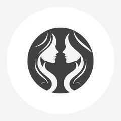  logo of a woman’s side profile with flowing hair, minimalist and elegant