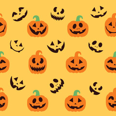 Seamless pattern with Halloween Pumpkin Silhouettes