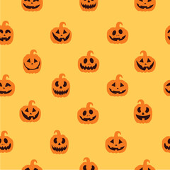 Seamless pattern with Halloween Pumpkin Silhouettes