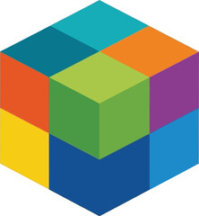 Colorful cube geometric abstract design modern creative shape block structure art