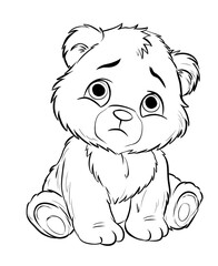Obraz premium Coloring for children and adults, coloring of the animal world, bear.