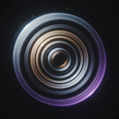 Abstract representation of time rotating transparent rings in motion blur