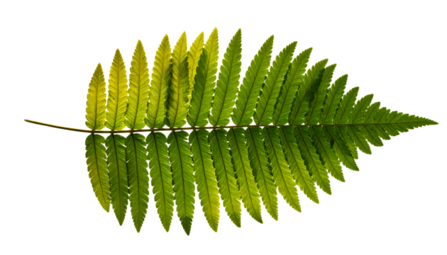 Curved Fern Leaf with Small Leaflets and Soft Highlights, Side Angle Composition