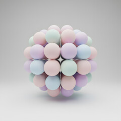 Minimal pastel gradient spheres arranged in harmonic symmetry