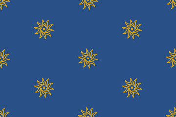 Vector vintage seamless pattern of sun. Vector Asian pattern of sun in retro style.