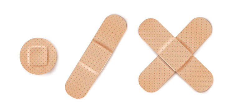 Vector set illustrations of band aids. Vector set aid bandages different forms.