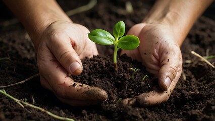 young plant in hands