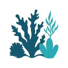 Colorful Coral and Seaweed Vector Illustration for Underwater Ocean Design Theme.