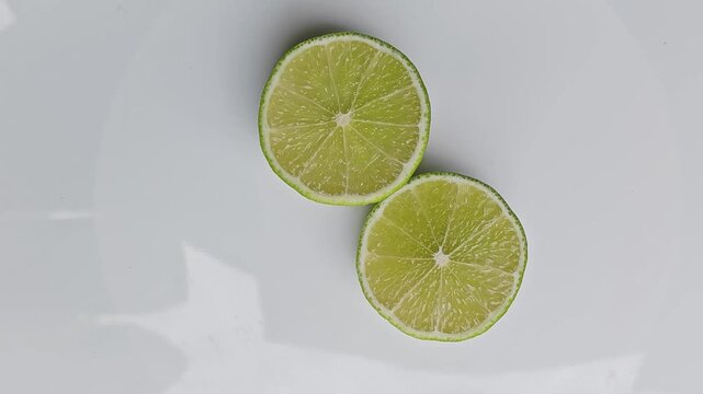 Lemon slices on wite background