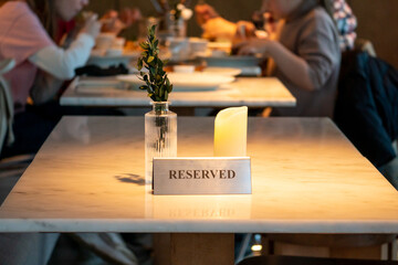 Reserved table in a restaurant, cafe