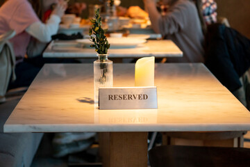 Reserved table in a restaurant, cafe