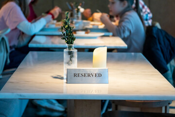 Reserved table in a restaurant, cafe