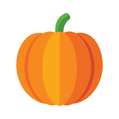 Flat Pumpkin Vector Illustration Simple Orange Autumn Harvest Seasonal Artwork.