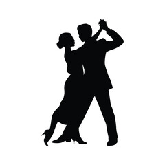 Silhouette of a couple dancing ballroom dance