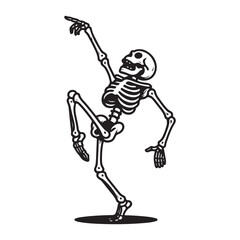 Spooky dancing skeleton icon funky groovy move skeleton character with articulated limbs and rib cage ready for halloween or fun themed designs