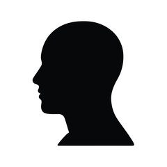Black silhouette of a human head profile view