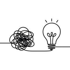 From chaos to clarity a lightbulb represents a new idea