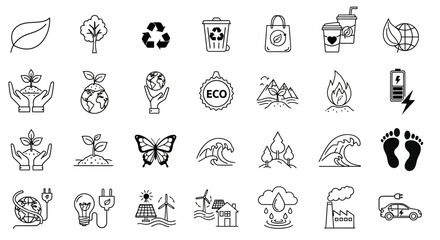 Fototapeta premium Set of Eco-Friendly Icons and Symbols for Sustainable Living and Environmental Protection
