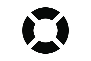 Simple black and white graphic of a life preserver ring symbol